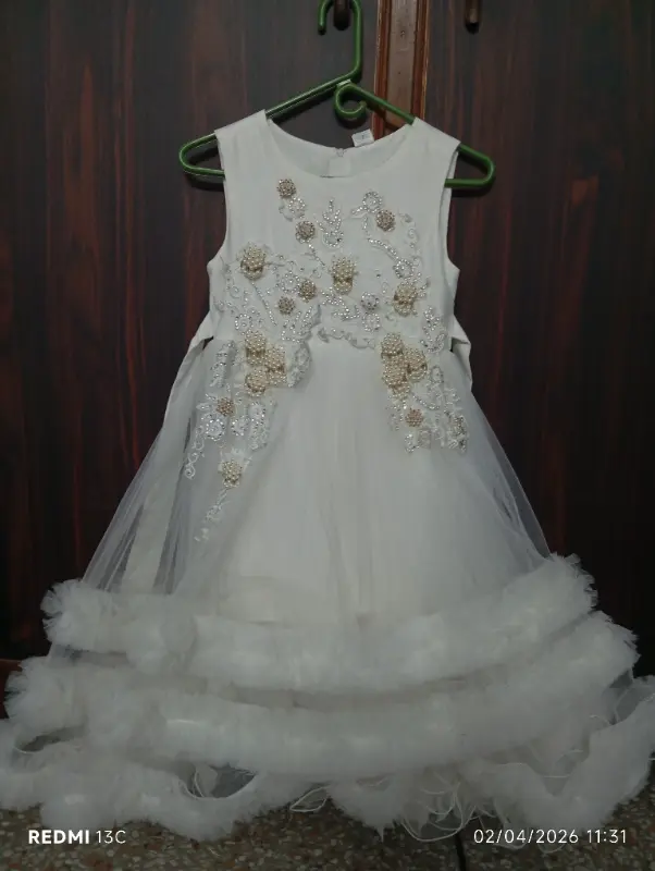 Beautiful white fancy frock photo 3