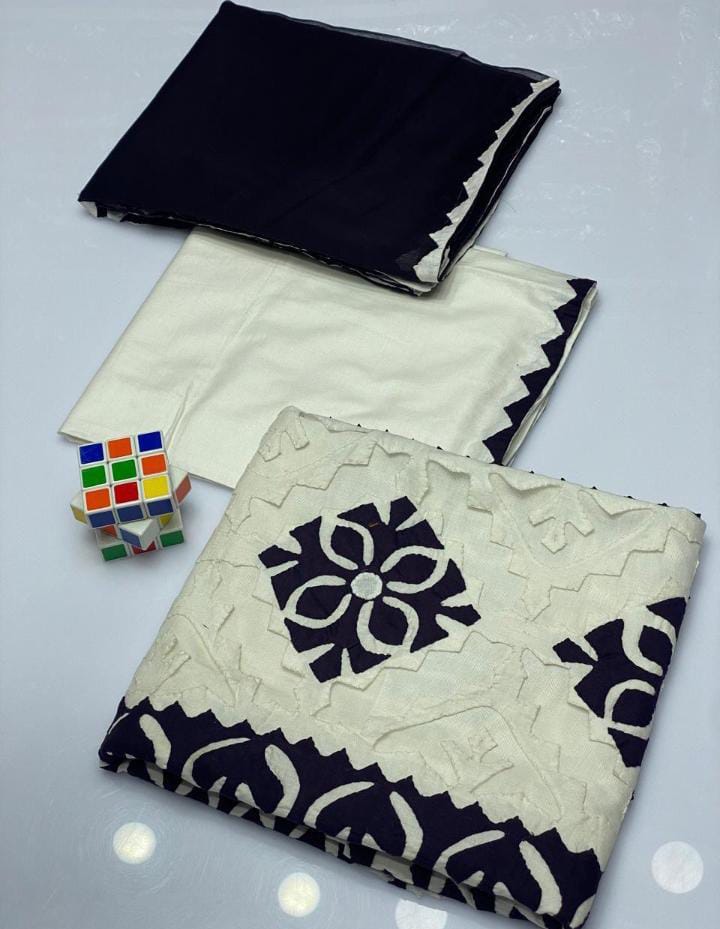 Black and white applique suit 3 piece photo 1