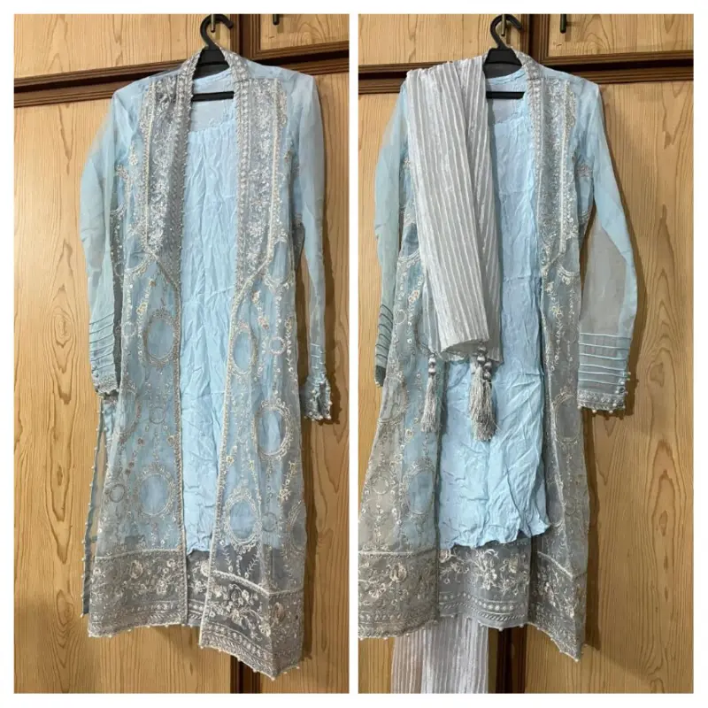 Fancy blue&gray long Gown photo 1