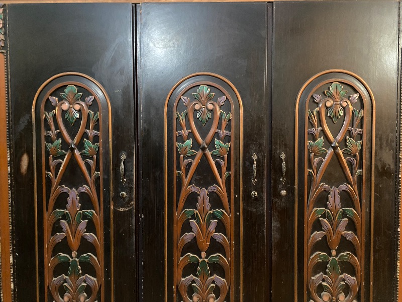 Wooden sheesha work hand work bed set photo 6