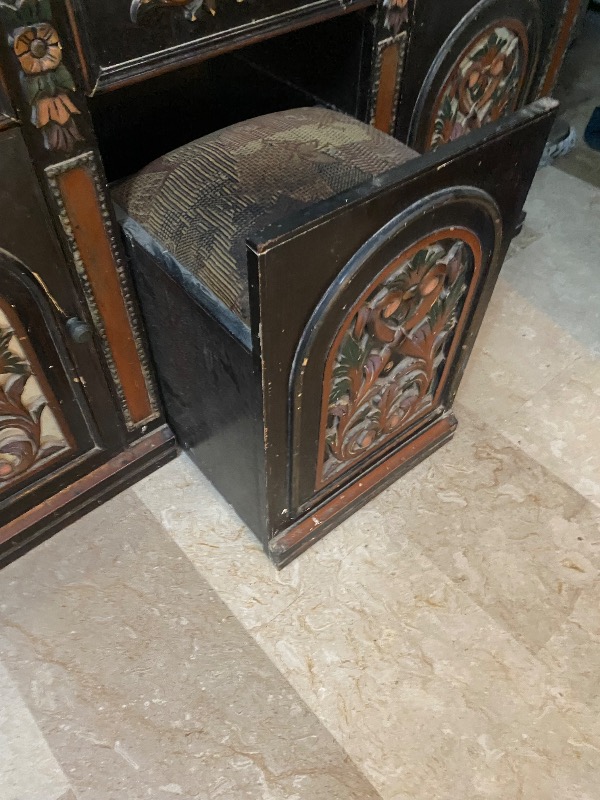 Wooden sheesha work hand work bed set photo 5