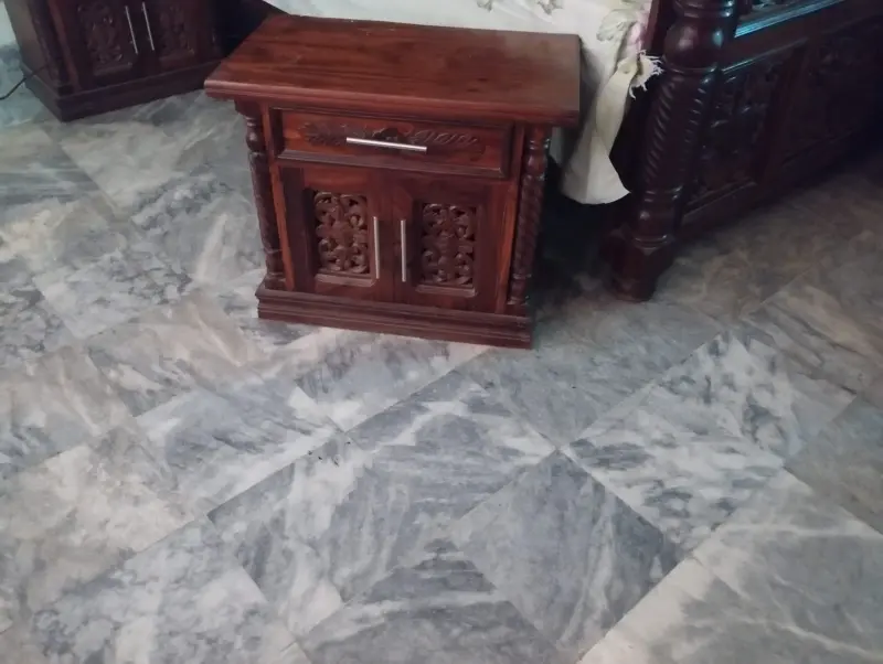 King Size Bed Wooden, mattress and 2 side tables photo 3