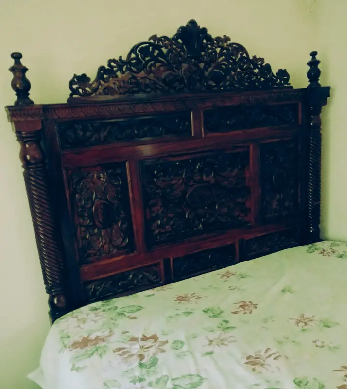 King Size Bed Wooden, mattress and 2 side tables photo 4