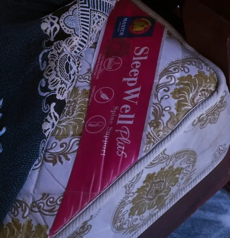 King Size Bed Wooden, mattress and 2 side tables photo 5