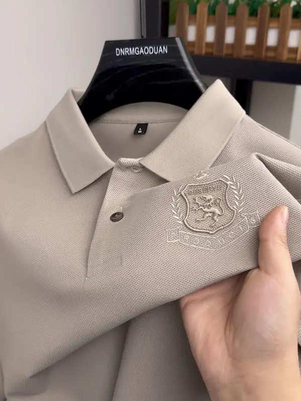 Olive Green Men's Casual Polo Shirt Plus Size Breathable. photo 4
