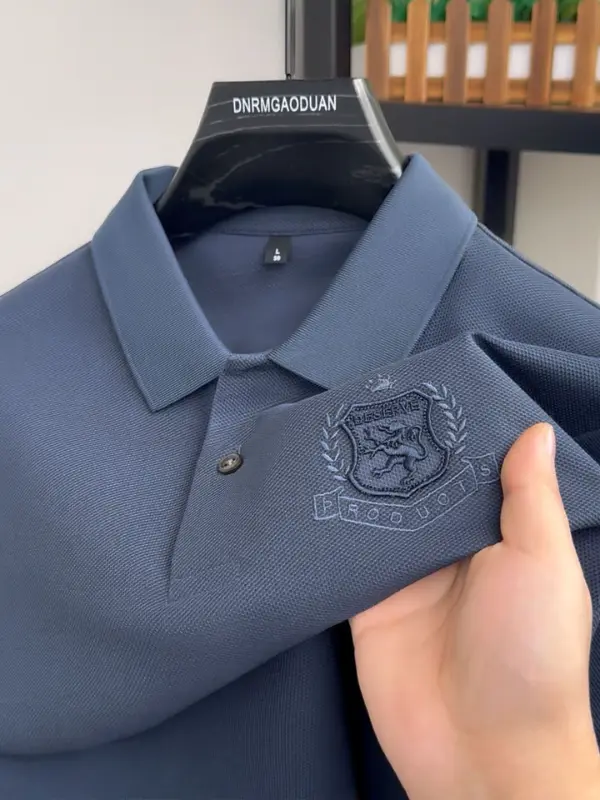 Olive Green Men's Casual Polo Shirt Plus Size Breathable. photo 3