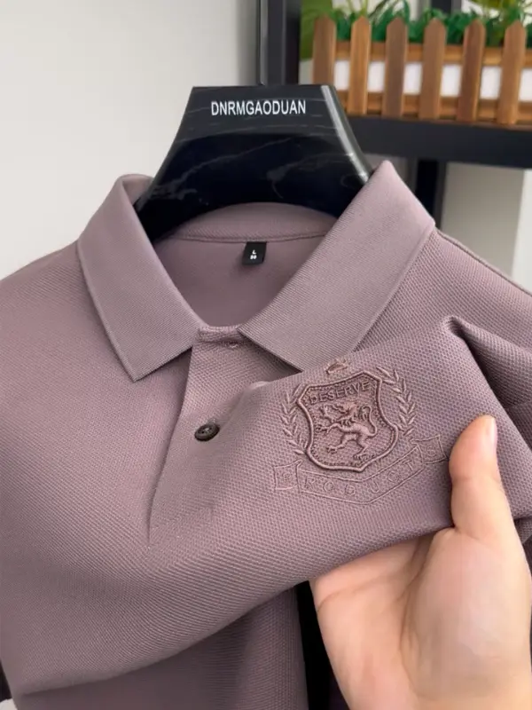 Olive Green Men's Casual Polo Shirt Plus Size Breathable. photo 2