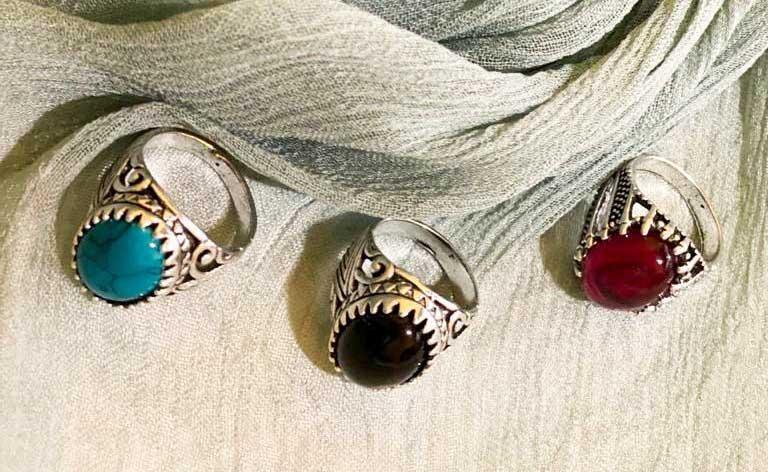 Turkish Design Stone Rings Set of 3 for Men photo 3