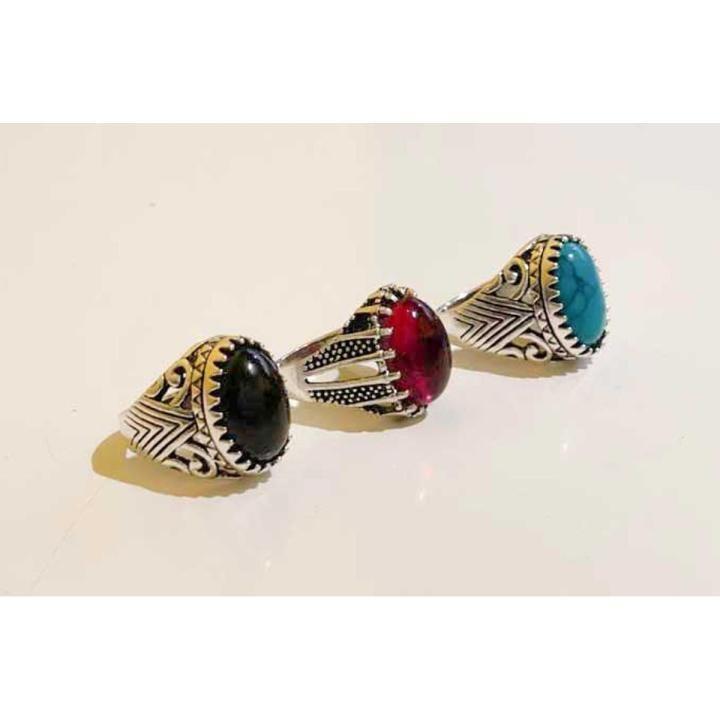 Turkish Design Stone Rings Set of 3 for Men photo 2