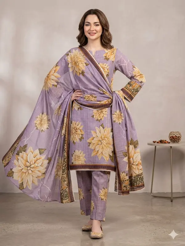 3pc Bana Dora Swiss Lawn Summer Collection | 2k26 photo 1