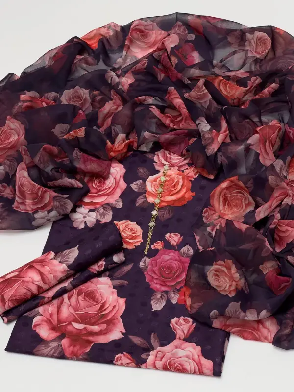 3pc Swiss Lawn UN-STITCHED dress photo 6