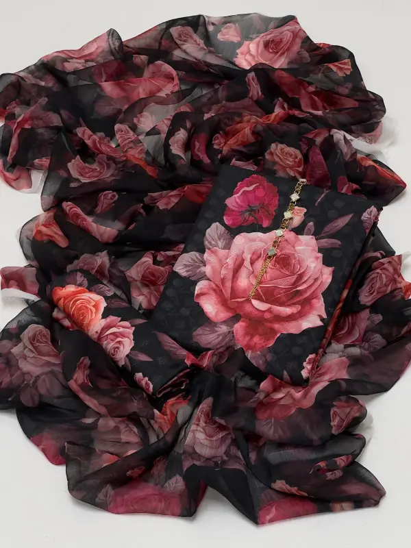 3pc Swiss Lawn UN-STITCHED dress photo 5