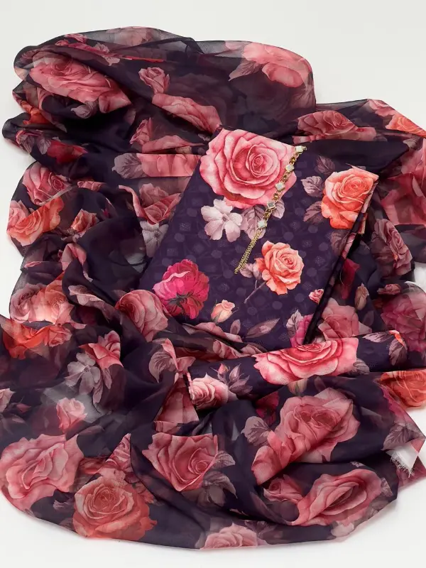 3pc Swiss Lawn UN-STITCHED dress photo 8